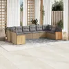 10-tlg. Garten-Sofagarnitur mit Kissen Beige Poly Rattan Produktbild-Vorschau 2