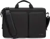 A black laptop bag with a shoulder strap and two front pockets. Produktbild-Vorschau