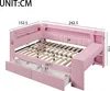 Daybed 140x200 cm mit USB & LED – Tagesbett in Rosa, Produktbild-Vorschau 9