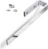A chrome-finished aluminum towel holder and its mounting hardware are displayed on a white background. Produktbild-Vorschau
