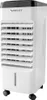 A white air cooler with black accents and horizontal louvers is shown from a slightly angled side view. Produktbild-Vorschau