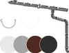 A display of guttering components and color swatches. Produktbild-Vorschau