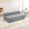 HOMCOM Bodensofa 2-in-1 Klappbar Schlafsofa mit Leinenoptik Produktbild-Vorschau 2