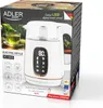 Packaging for an Adler electric kettle with a display showing 80 degrees, highlighting features like LED display and temperature control. Produktbild-Vorschau
