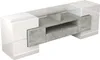 A modern TV stand with a glossy white finish and gray concrete-effect panels. Podgląd zdjęcia produktu
