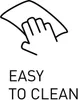A graphic illustrating a hand wiping a surface, with text below stating "EASY TO CLEAN". Produktbild-Vorschau