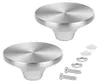 Two stainless steel pot lid knobs with screws and washers on a white background. Produktbild-Vorschau