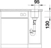 A technical drawing showing a sink and dishwasher installation with dimensions. Anteprima dell’immagine prodotto