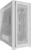 A white computer case with a glass side panel and a perforated front panel. Produktbild-Vorschau