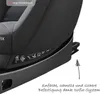 Close-up view of a black car seat base with a grey fabric insert, showing the ISOfix system attachment and instructional graphics. Produktbild-Vorschau