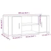 A diagram showing the dimensions of a TV stand. Náhľad obrázku produktu