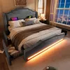 Samt-Polsterbett mit LED, USB-C-Anschluss und 4 Schubladen, Produktbild-Vorschau 4