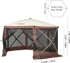 A diagram showing the dimensions of a VEVOR gazebo, with the gazebo itself visible in the foreground. Podgląd zdjęcia produktu