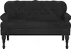 A black velvet sofa with tufted backrest and rolled arms, shown from the front on a white background. Náhľad obrázku produktu