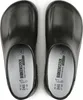 A top-down view of a pair of black Birkenstock clogs on a white background. Produktbild-Vorschau