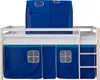 Homestyle4u Hochbett 90x200 mit Matratze Tunnel Vorhang Produktbild-Vorschau 4