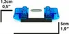 A close-up, eye-level shot of a LEGO siren and blue light accessory, with measurement indicators. Podgląd zdjęcia produktu