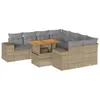 9-tlg. Garten-Sofagarnitur mit Kissen Beige Poly Rattan Produktbild-Vorschau 1