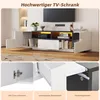 A collage of images showcasing a modern TV stand with various features and details. Produktbild-Vorschau