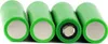 Four green cylindrical batteries are lined up and viewed from the top, showing their positive terminals. Produktbild-Vorschau