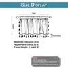 A diagram showing the dimensions of a curtain, with text labels and a notice. Produktbild-Vorschau