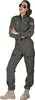 A woman wearing a pilot jumpsuit and sunglasses, posing with her arms crossed. Produktbild-Vorschau