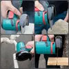 A collage of four images showing a mini angle grinder being used for different tasks. Náhled obrázku produktu