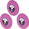 Three pink grinding wheels with black and white labels are arranged diagonally on a white background. Náhled obrázku produktu