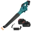 A cordless leaf blower with two batteries and a charger, presented on a white background. Produktbild-Vorschau