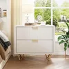 Set di 2 comodini bianchi con motivo a onde, 2 cassetti, Anteprima dell’immagine prodotto 2