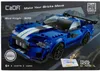 The image shows the packaging for a blue toy sports car. Produktbild-Vorschau