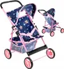 A toy doll stroller is shown in a studio setting with a white background. A second, smaller stroller is visible in the background. Produktbild-Vorschau