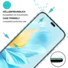A close-up of a smartphone screen protector being applied to a phone. Produktbild-Vorschau