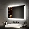 A modern bathroom vanity with a sink and a lighted mirror. Produktbild-Vorschau