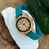 Montre CLARA BLUE pour femme en bois avec bracelet en cuir, Voir les images du produit 2
