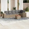 7-tlg. Garten-Sofagarnitur mit Kissen Beige Poly Rattan Produktbild-Vorschau 2
