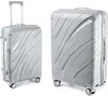 Two silver suitcases of different sizes are shown against a white background. Podgląd zdjęcia produktu