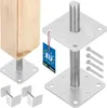 A product image showing several metal post supports and a wooden post, along with screws and a "Made in EU" tag. Anteprima dell’immagine prodotto