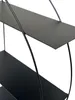 A close-up view of a black metal wall shelf with a modern, curved design. Produktbild-Vorschau