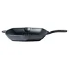 A black cast iron grill pan with a handle is shown from the side against a white background. Produktbild-Vorschau