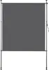 A dark gray roller blind mounted on a stand with poles and a crank on the side. Produktbild-Vorschau