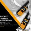 Two rugged walkie-talkies are shown on a cracked ground with a person in the background. Produktbild-Vorschau