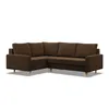 A brown corner sofa shown from a front-diagonal angle against a white background.