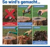 A collage of images showing the steps to remove a tree stump using a granular product. Produktbild-Vorschau