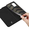 A hand is shown inserting a phone into a black book-style phone case. Produktbild-Vorschau