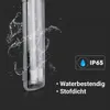 A close-up of a waterproof LED light fixture with water splashing around it, indicating its durability and resistance to water and dust. The IP65 rating is also highlighted. Produktbild-Vorschau