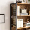 A close-up view of a rustic industrial bookshelf with various items on it, including books, a radio, and decorative objects. Anteprima dell’immagine prodotto