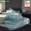 A bedroom scene with a fan blowing air. Náhľad obrázku produktu