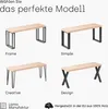 A collage of four different bench designs with labels. Produktbild-Vorschau