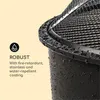 Close-up of the rim and mesh of a black fire pit, with water droplets on the surface. Produktbild-Vorschau
